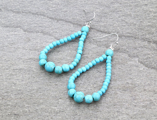 2.2″ Long, Graduated Synthetic Turquoise Earrings