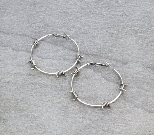 2″ Western Barbed Wire Hoop Earrings