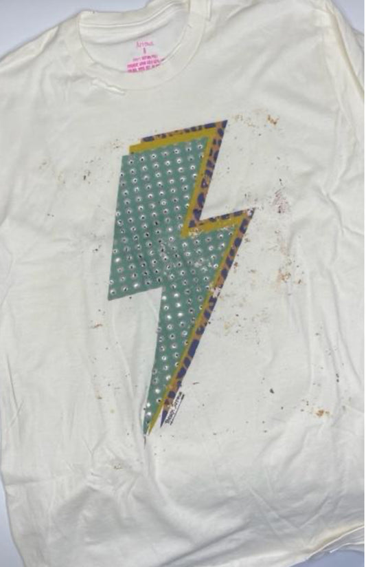Bling Bolt Distressed Tee